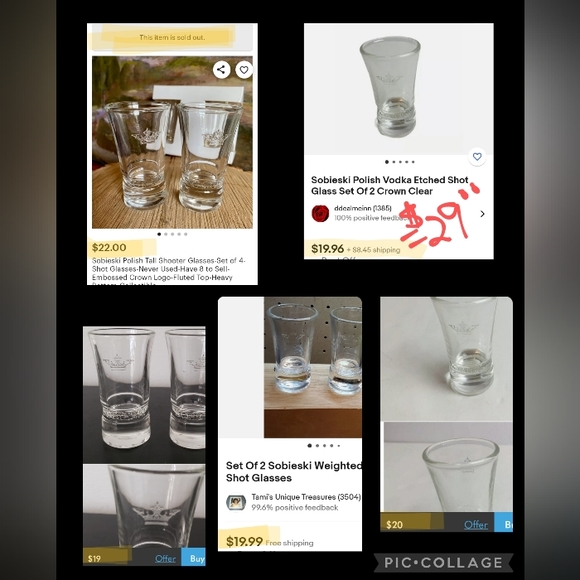 Set of Two Sobieski Polish Vodka Shot Glasses - Etched & Embossed - Picture 8 of 8